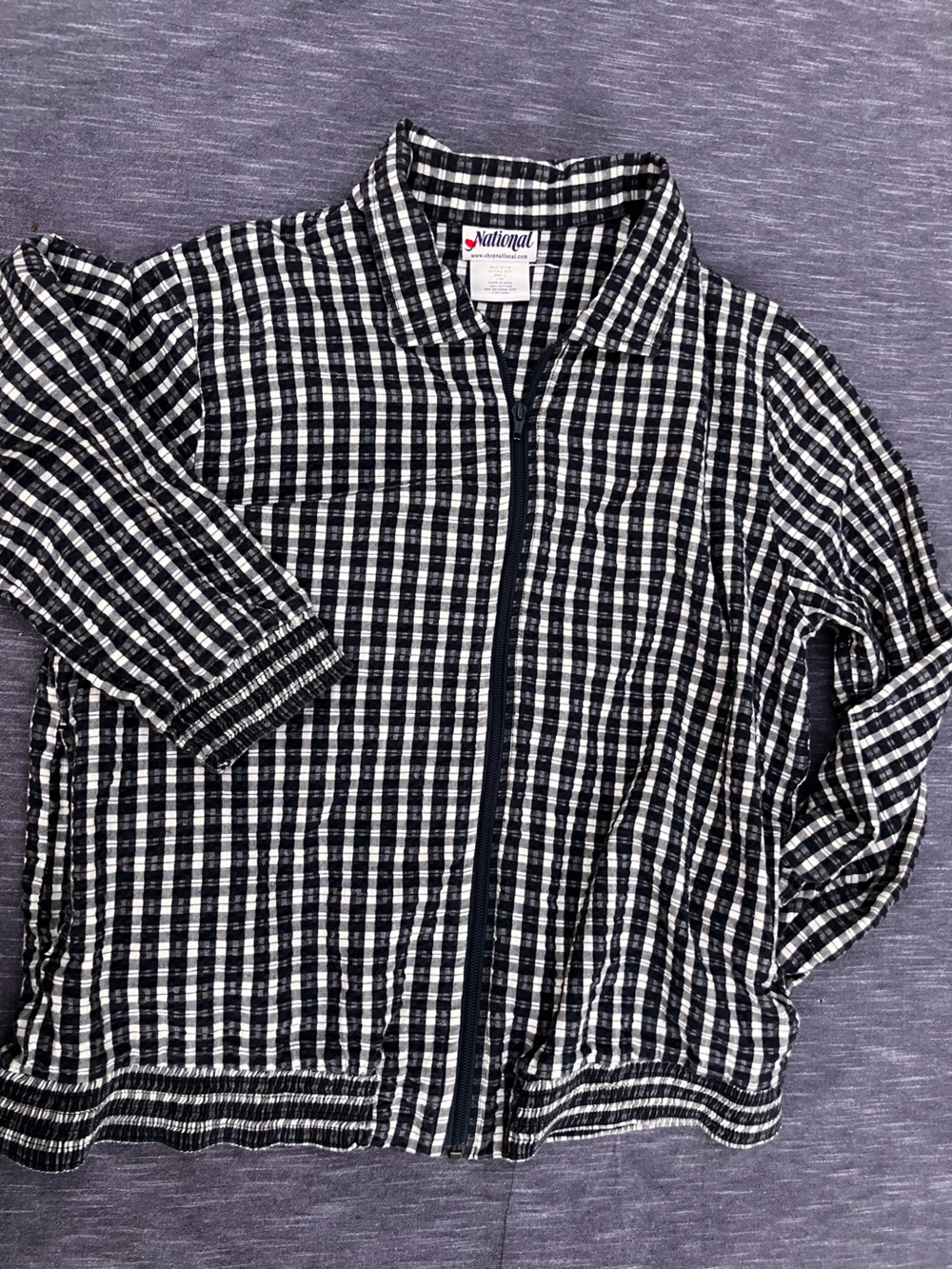 Plaid lightweight seersucker zippered jacket by National size Large